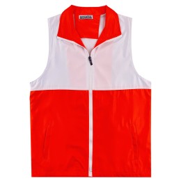 Manufacture of lapel vest jackets Customized white contrasting orange volunteer vest jackets Vest jackets store SKV049 Manufacture of lapel vest jackets Customized white contrasting orange volunteer vest jackets Vest jackets store SKV049